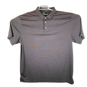 PGA Tour Polo Shirt Men XL Black Striped Golf  Active Short Sleeve